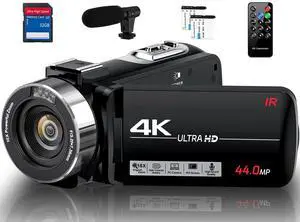 4K Video Camera Camcorder Ultra HD 44MP Vlogging Camera for YouTube 18X Digital Zoom 3.0" IPS 270° Screen IR Night Vision Camcorder Recorder with 32GB SD Card, Remote Control and 2 Batteries 4K Video Camera Camcorder Ultra HD 44MP Vlogging Camera for YouTube 18X Digital Zoom 3.0" IPS 270° Screen IR Night Vision Camcorder Recorder with 32GB SD Card, Remote Control and 2 Batteries