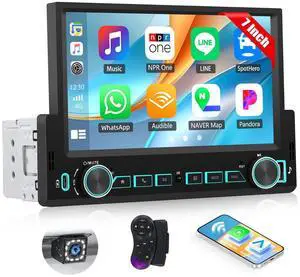 Single Din Car Stereo with Wireless Carplay&Android Auto,7" 1 Din Touchscreen Car Radio with Bluetooth FM Radio Mirror Link for iOS/Android USB/Type-C EQ SWC Car Multimedia Player+Backup Camera Single Din Car Stereo with Wireless Carplay&Android Auto,7" 1 Din Touchscreen Car Radio with Bluetooth FM Radio Mirror Link for iOS/Android USB/Type-C EQ SWC Car Multimedia Player+Backup Camera
