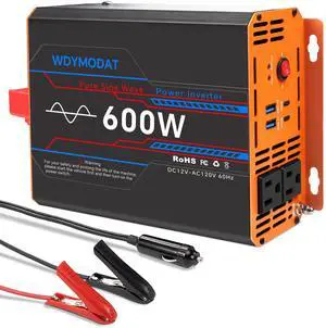 600W Pure Sine Wave Inverter, Car Power Inverter 12V to 110V, DC to AC Converter Generator with AC Outlets 3.0A USB Type-C, Remote Controller Truck Inversor for Vehicles, Car, RV, Camping 600W Pure Sine Wave Inverter, Car Power Inverter 12V to 110V, DC to AC Converter Generator with AC Outlets 3.0A USB Type-C, Remote Controller Truck Inversor for Vehicles, Car, RV, Camping