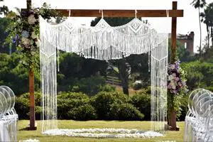 Large Macrame Wedding Backdrop(78" W x 86" L) for Arbor/Arch Bohemian Wall Hanging Decor Boho Doorway/Window Curtains Room Divider Large Macrame Wedding Backdrop(78" W x 86" L) for Arbor/Arch Bohemian Wall Hanging Decor Boho Doorway/Window Curtains Room Divider