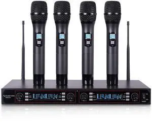 200-Channel Rack Mountable Professional Adjustable UHF Wireless Microphone System with Metal Receiver and 4 Handheld Mics (NESO-U4HH) 200-Channel Rack Mountable Professional Adjustable UHF Wireless Microphone System with Metal Receiver and 4 Handheld Mics (NESO-U4HH)