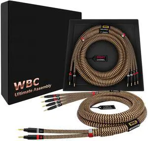 10 Foot Ultimate - 7 AWG - Ultra-Pure OFC Extra Premium Audiophile HiFi Bi-Wire Speaker Cable Pair with Eminence Gold Banana Plugs & TnBrwn Tweed Jacket 10 Foot Ultimate - 7 AWG - Ultra-Pure OFC Extra Premium Audiophile HiFi Bi-Wire Speaker Cable Pair with Eminence Gold Banana Plugs & TnBrwn Tweed Jacket