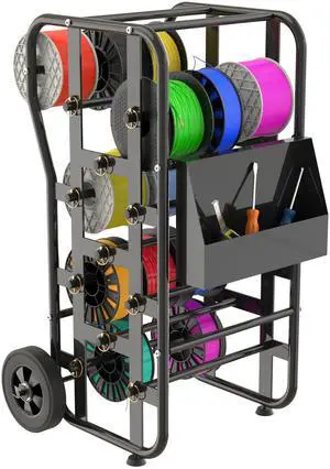 Wire Spool Rack with Wheels Heavy Duty Cable Dispenser with 11 Rods, Mobile Wire Organizer Stand with Storage Box for Electrical & Workshop Use, Black Wire Spool Rack with Wheels Heavy Duty Cable Dispenser with 11 Rods, Mobile Wire Organizer Stand with Storage Box for Electrical & Workshop Use, Black