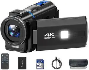 Video Camera Camcorder 4K 30fps 48MP with IR Night Vision, 16X Digital Zoom Cam Corder 3.0" 270° Rotation Touch Screen Video Recorder for YouTube with Remote Control, Battery, 32GB SD Card Video Camera Camcorder 4K 30fps 48MP with IR Night Vision, 16X Digital Zoom Cam Corder 3.0" 270° Rotation Touch Screen Video Recorder for YouTube with Remote Control, Battery, 32GB SD Card