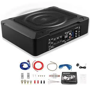 1000W 8" Car Subwoofer, Slim Active Under Seat Powered Subwoofer with Built-in Amplifier, High/Low Level Inputs, Compact Bass Solution for Car and Truck Audio 1000W 8" Car Subwoofer, Slim Active Under Seat Powered Subwoofer with Built-in Amplifier, High/Low Level Inputs, Compact Bass Solution for Car and Truck Audio