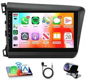 2+64GB Android 15 Car Stereo for Honda Civic 2012-2015 Wireless Carplay Android Auto, 9 Inch IPS Touchscreen Car Radio GPS Navi WiFi Bluetooth Backup Camera FM RDS Radio EQ SWC 2+64GB Android 15 Car Stereo for Honda Civic 2012-2015 Wireless Carplay Android Auto, 9 Inch IPS Touchscreen Car Radio GPS Navi WiFi Bluetooth Backup Camera FM RDS Radio EQ SWC
