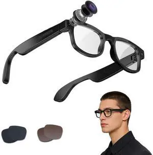AI Smart Glasses with Camera, 8MP HD Camera Sunglasses with 1080P Video Recording, AI Translation Support & Recognition, Bluetooth Sunglasses with Photochromic Lenses for Outdoor, Indoor AI Smart Glasses with Camera, 8MP HD Camera Sunglasses with 1080P Video Recording, AI Translation Support & Recognition, Bluetooth Sunglasses with Photochromic Lenses for Outdoor, Indoor