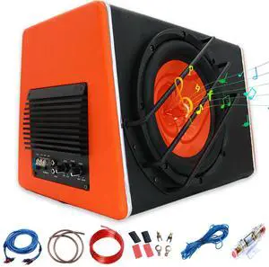 3800W 10" Car Subwoofer with Audio Cable - High Power Bass System for Car Audio Upgrade, Adjustable Bass Boost, Compact Design for Trunk Installation (Orange) 3800W 10" Car Subwoofer with Audio Cable - High Power Bass System for Car Audio Upgrade, Adjustable Bass Boost, Compact Design for Trunk Installation (Orange)