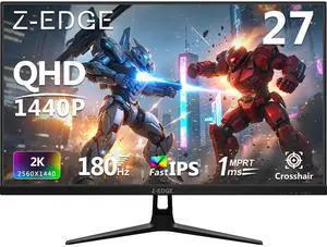 Z-Edge 27-inch Gaming Monitor QHD 2560 x 1440 2K, 180Hz Refresh Rate, 1ms MPRT, UG27QF Fast IPS Computer Monitor with Crosshair, HDMI 2.0x2, DP 1.4x2 Z-Edge 27-inch Gaming Monitor QHD 2560 x 1440 2K, 180Hz Refresh Rate, 1ms MPRT, UG27QF Fast IPS Computer Monitor with Crosshair, HDMI 2.0x2, DP 1.4x2