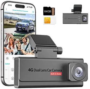 4G LTE Car Dash Cam Front and Rear,Car Camera with SIM Card (No WiFi),64GB SD Card,Dashcam with Night Vision,Remote Live-View,24/7 Parking Mode,Radar Motion Detection,GPS Tracking,OBD Power 4G LTE Car Dash Cam Front and Rear,Car Camera with SIM Card (No WiFi),64GB SD Card,Dashcam with Night Vision,Remote Live-View,24/7 Parking Mode,Radar Motion Detection,GPS Tracking,OBD Power