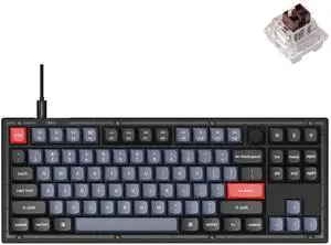 V3 Wired Custom Mechanical Keyboard Knob Version, TKL QMK/VIA Programmable Macro with Hot-swappable K Pro Brown Switch Compatible with Mac Windows Linux (Frosted Black-Translucent) V3 Wired Custom Mechanical Keyboard Knob Version, TKL QMK/VIA Programmable Macro with Hot-swappable K Pro Brown Switch Compatible with Mac Windows Linux (Frosted Black-Translucent)