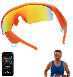 Smart Glasses for Men & Women, Bluetooth 5.3 Sports Sunglasses with Hands-Free Calls, Open-Ear Speaker, Polarized UV400, IPX5 Waterproof, Magnetic Charging for Running Cycling (Orange/Orange) Smart Glasses for Men & Women, Bluetooth 5.3 Sports Sunglasses with Hands-Free Calls, Open-Ear Speaker, Polarized UV400, IPX5 Waterproof, Magnetic Charging for Running Cycling (Orange/Orange)