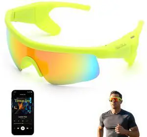 Smart Glasses for Men & Women, Bluetooth 5.3 Sports Sunglasses with Hands-Free Calls, Open-Ear Speaker, Polarized UV400, IPX5 Waterproof, Magnetic Charging for Running Cycling (Green/Orange) Smart Glasses for Men & Women, Bluetooth 5.3 Sports Sunglasses with Hands-Free Calls, Open-Ear Speaker, Polarized UV400, IPX5 Waterproof, Magnetic Charging for Running Cycling (Green/Orange)