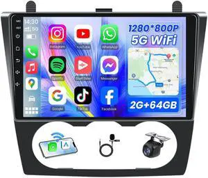 4Core 64G ROM Car Radio Stereo for Nissan Altima 2007-2012: Upgrade 5G-WIFI 9" 1280*800 Touch Screen Head Unit Wireless Carplay Android Auto Bluetooth GPS RDS FM Mirror Link Backup Camera (Manual AC) 4Core 64G ROM Car Radio Stereo for Nissan Altima 2007-2012: Upgrade 5G-WIFI 9" 1280*800 Touch Screen Head Unit Wireless Carplay Android Auto Bluetooth GPS RDS FM Mirror Link Backup Camera (Manual AC)