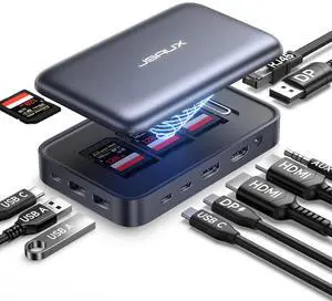 12 in 1 USB C Docking Station 3 Monitors for MacBook/Dell/HP/Lenovo/Steam Deck/Portable Monitor, Laptop Docking Station with 4K DP, 4K HDMI*2, 100W PD, USB 3.0, 1000Mbps Ethernet, SD/TF 12 in 1 USB C Docking Station 3 Monitors for MacBook/Dell/HP/Lenovo/Steam Deck/Portable Monitor, Laptop Docking Station with 4K DP, 4K HDMI*2, 100W PD, USB 3.0, 1000Mbps Ethernet, SD/TF