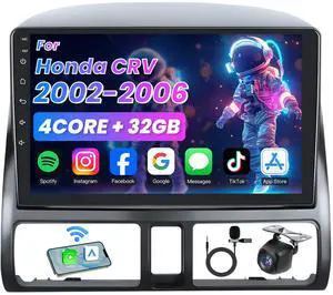 4Core Car Radio for Honda CRV 2002-2006: 9inch HD IPS Touchscreen Replacement Wireless CarPlay&Android Auto GPS 5GWiFi Head Unit Bluetooth5.0 SWC Backup Camera FM 4Core Car Radio for Honda CRV 2002-2006: 9inch HD IPS Touchscreen Replacement Wireless CarPlay&Android Auto GPS 5GWiFi Head Unit Bluetooth5.0 SWC Backup Camera FM