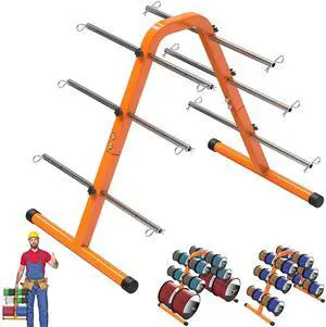 Portable Wire Spool Rack - Heavy-Duty Steel Cable Dispenser with 6 Adjustable Rods, Spool Rack Holder for Efficient Storage & Dispensing, 8" Max Capacity, Portable Wire Spool Rack - Heavy-Duty Steel Cable Dispenser with 6 Adjustable Rods, Spool Rack Holder for Efficient Storage & Dispensing, 8" Max Capacity,