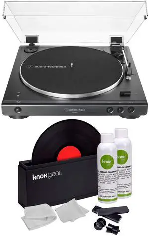 AT-LP60X Bluetooth Fully Automatic Belt-Drive Turntable (Black) with Vinyl Record Cleaning Kit AT-LP60X Bluetooth Fully Automatic Belt-Drive Turntable (Black) with Vinyl Record Cleaning Kit