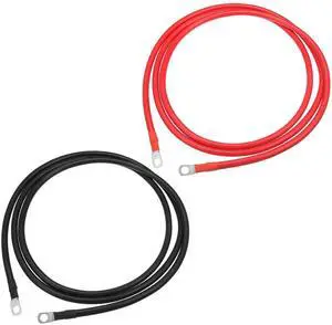 1 Pair Copper Battery Inverter Cables, 4 AWG Gauge 8ft Battery Cable Universal for Car Vehicle RV Durable Pure Copper Black Red with 3/8" Ring 1 Pair Copper Battery Inverter Cables, 4 AWG Gauge 8ft Battery Cable Universal for Car Vehicle RV Durable Pure Copper Black Red with 3/8" Ring