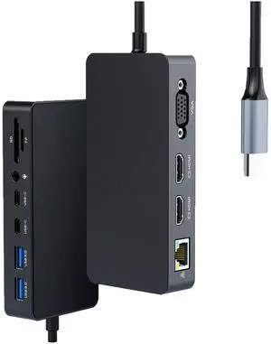 Thunderbolt 4 Dock with 100W Power Supply - 12 in 1 Docking Station with Dual HDMI+VGA for Pro 11/10/9/8/X/7+, Laptop,Go Thunderbolt 4 Dock with 100W Power Supply - 12 in 1 Docking Station with Dual HDMI+VGA for Pro 11/10/9/8/X/7+, Laptop,Go
