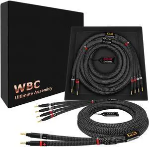 8 Foot Ultimate - 7 AWG - Ultra-Pure OFC Extra Premium Audiophile HiFi Bi-Wire Speaker Cable Pair with Eminence Gold Banana Plugs & Carbon Tweed Jacket 8 Foot Ultimate - 7 AWG - Ultra-Pure OFC Extra Premium Audiophile HiFi Bi-Wire Speaker Cable Pair with Eminence Gold Banana Plugs & Carbon Tweed Jacket