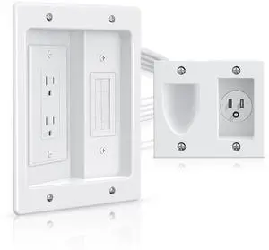 Dual Outlet in Wall Cable Management Kit, TV Cord Hider for Wall Mounted TV, Recessed Low Voltage Media Wall Plate for Power Cables & Low Voltage Wires Dual Outlet in Wall Cable Management Kit, TV Cord Hider for Wall Mounted TV, Recessed Low Voltage Media Wall Plate for Power Cables & Low Voltage Wires