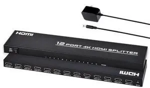 4K HDMI Splitter 1 in 12 Out, Powered HDMI Distributor Support 4Kx2K@30Hz Full HD for PC Laptop PS4 Xbox HDTV Office Home Teaching 4K HDMI Splitter 1 in 12 Out, Powered HDMI Distributor Support 4Kx2K@30Hz Full HD for PC Laptop PS4 Xbox HDTV Office Home Teaching