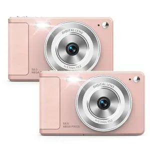 Digital Camera 56MP, FHD 1080P Point & Shoot Camera with 32GB SD Card, 2 Batteries, and Lanyard, Ideal for Kids & Teens, Suitable Gift for Girls,Pink, 2-Pack Digital Camera 56MP, FHD 1080P Point & Shoot Camera with 32GB SD Card, 2 Batteries, and Lanyard, Ideal for Kids & Teens, Suitable Gift for Girls,Pink, 2-Pack