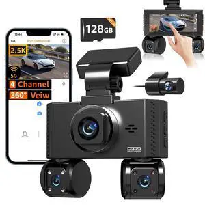 4 Channel Dash Cam Front and Rear Inside Left Right Car Dash Camera 360 View, 2.5K QHD Car Camera Supper Night Vision, 5G WiFi 3.16 IPS Touch Screen, G-Sensor,24H Parking Mode Free128G Card 256G Max 4 Channel Dash Cam Front and Rear Inside Left Right Car Dash Camera 360 View, 2.5K QHD Car Camera Supper Night Vision, 5G WiFi 3.16 IPS Touch Screen, G-Sensor,24H Parking Mode Free128G Card 256G Max