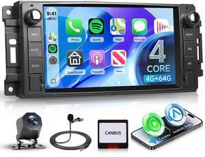 4G+64G Android Car Stereo for Jeep Wrangler JK 2007-2015 Dodge Ram 1500 2009-2011 with Wireless CarPlay Android Auto, 7 Inch Car Radio GPS Navigation WiFi SWC Bluetooth FM with Backup Camera 4G+64G Android Car Stereo for Jeep Wrangler JK 2007-2015 Dodge Ram 1500 2009-2011 with Wireless CarPlay Android Auto, 7 Inch Car Radio GPS Navigation WiFi SWC Bluetooth FM with Backup Camera