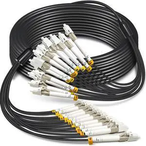 15 Meters 12 Core OM3 Multimode Industrial TPU LC to LC Outdoor Armored Fiber Patch Cable, Direct Burial 12 Strands Fiber Optic Cable, 10Gb Duplex 50/125um MMF LC-LC 12 Fibers 15 Meters 12 Core OM3 Multimode Industrial TPU LC to LC Outdoor Armored Fiber Patch Cable, Direct Burial 12 Strands Fiber Optic Cable, 10Gb Duplex 50/125um MMF LC-LC 12 Fibers