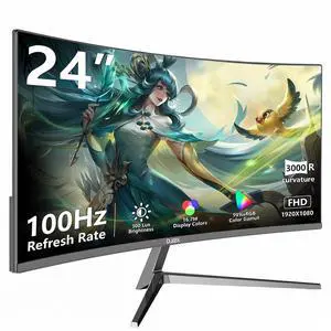 24 inch Curved Monitor FHD 1920x1080p 100Hz Refresh Rate 16:9 Aspect Ratio Ergonomic Tilt Home Office Gaming Monitor Sync Visual Experience for Work & Play Support Wall Mount Install 24 inch Curved Monitor FHD 1920x1080p 100Hz Refresh Rate 16:9 Aspect Ratio Ergonomic Tilt Home Office Gaming Monitor Sync Visual Experience for Work & Play Support Wall Mount Install