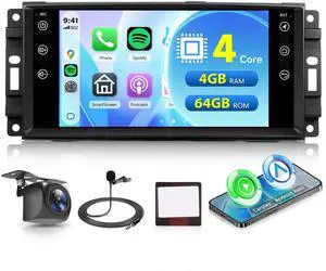 4G+64G Car Stereo for Jeep Wrangler JK 2007-2018 Dodge Ram 1500 2008-2012 with Wireless CarPlay Android Auto, 7 Inch Android Car Radio GPS Navigation WiFi SWC Bluetooth FM with Backup Camera 4G+64G Car Stereo for Jeep Wrangler JK 2007-2018 Dodge Ram 1500 2008-2012 with Wireless CarPlay Android Auto, 7 Inch Android Car Radio GPS Navigation WiFi SWC Bluetooth FM with Backup Camera
