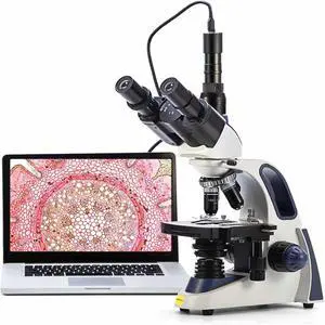 SW380T Trinocular Compound Microscope with 5MP Camera | 40X-2500X DIN Achromatic Optics | Siedentopf Head & Mechanical Stage SW380T Trinocular Compound Microscope with 5MP Camera | 40X-2500X DIN Achromatic Optics | Siedentopf Head & Mechanical Stage