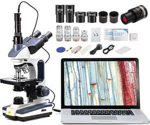 Trinocular Compound Microscope SW350T,40X-2500X Magnification,Siedentopf Head,Research-Grade,Two-Layer Mechanical Stage,1.3mp Camera and Software Windows and Mac Compatible Trinocular Compound Microscope SW350T,40X-2500X Magnification,Siedentopf Head,Research-Grade,Two-Layer Mechanical Stage,1.3mp Camera and Software Windows and Mac Compatible