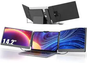 14'' Screen Extender Portable Laptop Plug-play, 1080P IPS Laptop Monitor Extender Built-in Speaker, HDMI/USB-A/Type-C Triple Monitor for 13''-17.3'' Laptops, Work with Mac, Windows, Chrome, Switch 14'' Screen Extender Portable Laptop Plug-play, 1080P IPS Laptop Monitor Extender Built-in Speaker, HDMI/USB-A/Type-C Triple Monitor for 13''-17.3'' Laptops, Work with Mac, Windows, Chrome, Switch