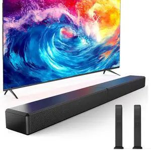2.0 ch 100W Sound Bar for Smart TV, 2-in-1 Detachable Bluetooth 5.3 Speaker with 3 EQ Modes & Adjustable Bass - Home Theater Audio for Movies, Gaming, Music 2.0 ch 100W Sound Bar for Smart TV, 2-in-1 Detachable Bluetooth 5.3 Speaker with 3 EQ Modes & Adjustable Bass - Home Theater Audio for Movies, Gaming, Music