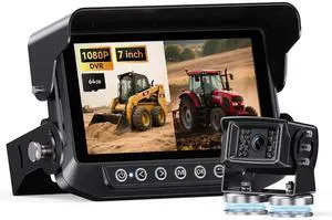 Skid Steer Backup Camera Dual-View 7 Inch 1080p HD, Magnetic Camera, and DVR Recorder for Farm Tractor Trucks, RVs, Trailers, and Farm Heavy Equipment Skid Steer Backup Camera Dual-View 7 Inch 1080p HD, Magnetic Camera, and DVR Recorder for Farm Tractor Trucks, RVs, Trailers, and Farm Heavy Equipment