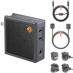 150W DC GaN Charger Block 3-Port (1DC + 2USB-C) PD3.0, Compact Folding Plug Includes UK EU AU KR Adapters and DC Cable Compatible with Dell Lenovo HP Razer MSI Asus Acer 150W DC GaN Charger Block 3-Port (1DC + 2USB-C) PD3.0, Compact Folding Plug Includes UK EU AU KR Adapters and DC Cable Compatible with Dell Lenovo HP Razer MSI Asus Acer