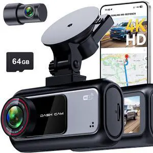 Truck Dash Cam Easy-Steup: Dual Camera 4K Front and 2K Rear with Night Vision GPS WiFi Clear Captures Pickup Trucks License Plates - 72H Parking Monitoring for Daily Commute Truck Dash Cam Easy-Steup: Dual Camera 4K Front and 2K Rear with Night Vision GPS WiFi Clear Captures Pickup Trucks License Plates - 72H Parking Monitoring for Daily Commute