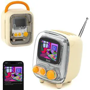 Tiivoo-2 Retro Bluetooth Speaker with FM Radio, Pixel Art Display, Portable Mini Wireless Speaker, Vintage Desk Decor, Cute Room Speaker for Bedroom, Home Office & Gift, Cream Tiivoo-2 Retro Bluetooth Speaker with FM Radio, Pixel Art Display, Portable Mini Wireless Speaker, Vintage Desk Decor, Cute Room Speaker for Bedroom, Home Office & Gift, Cream