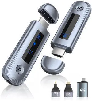 4K Wireless Video Transmitter and Receiver, 4K Input & Output,2026 Upgraded LED Display,Plug and Play,Wireless Video Extender,Compatible with PC/Laptop/Camera/HDTV/Projector/TV Box 4K Wireless Video Transmitter and Receiver, 4K Input & Output,2026 Upgraded LED Display,Plug and Play,Wireless Video Extender,Compatible with PC/Laptop/Camera/HDTV/Projector/TV Box