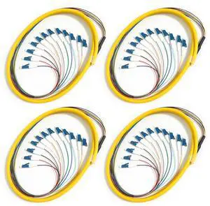 4Pack LC UPC 12 Fibers OS2 Single Mode Bunch Fiber Optic Pigtail, SingleMode 9/125 LC-UPC Fiber Pigtail, 1.5m (5ft) 4Pack LC UPC 12 Fibers OS2 Single Mode Bunch Fiber Optic Pigtail, SingleMode 9/125 LC-UPC Fiber Pigtail, 1.5m (5ft)