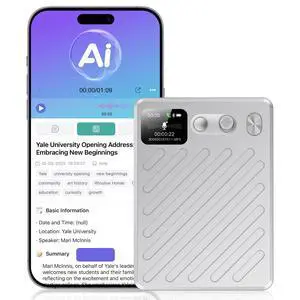 AI Voice Recorder, Note Taking Device, Transcribe & Summarize, Voice Recorder With Display, App Control, Supports 132+ Languages, 100H, 64GB, Magnetic Audio Recorder for Lectures Meetings Calls,Silver AI Voice Recorder, Note Taking Device, Transcribe & Summarize, Voice Recorder With Display, App Control, Supports 132+ Languages, 100H, 64GB, Magnetic Audio Recorder for Lectures Meetings Calls,Silver