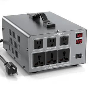 5000W Voltage Converter Transformer Step Up/Down 110V/120V to 220V/240V, Auto Voltage Recognition, Heavy Duty Power Converter with 6 Outlets, LCD Display & Circuit Breaker for Home, International Use 5000W Voltage Converter Transformer Step Up/Down 110V/120V to 220V/240V, Auto Voltage Recognition, Heavy Duty Power Converter with 6 Outlets, LCD Display & Circuit Breaker for Home, International Use