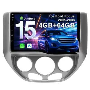 4G+64G Car Radio for Ford Focus 2005-2008: Upgrade Android 15 9" Touch Screen Stereo Head Unit Wireless CarPlay Android Auto, BT 5.4, WiFi 6, GPS, FM, RDS, EQ, SWC, 1080P Backup Camera 4G+64G Car Radio for Ford Focus 2005-2008: Upgrade Android 15 9" Touch Screen Stereo Head Unit Wireless CarPlay Android Auto, BT 5.4, WiFi 6, GPS, FM, RDS, EQ, SWC, 1080P Backup Camera
