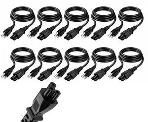 (10-Pack) 3 Prong Power Cord, 10ft. Replacement AC Power Cable for TV, Monitors, Chargers, Scanners, Computers, Compatble with Dell, HP, Toshiba, Lenovo, Acer, LG TV's,- NEMA 5-15P to C5 (10-Feet) (10-Pack) 3 Prong Power Cord, 10ft. Replacement AC Power Cable for TV, Monitors, Chargers, Scanners, Computers, Compatble with Dell, HP, Toshiba, Lenovo, Acer, LG TV's,- NEMA 5-15P to C5 (10-Feet)