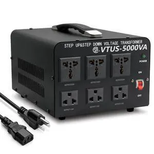 5000 Watt Voltage Converter Transformer - Heavy Duty Step Up/Down Convert from 110-120 Volt to 220-240 Volt and from 220-240 Volt to 110-120 Volt - Circuit Breaker Protection 5000 Watt Voltage Converter Transformer - Heavy Duty Step Up/Down Convert from 110-120 Volt to 220-240 Volt and from 220-240 Volt to 110-120 Volt - Circuit Breaker Protection