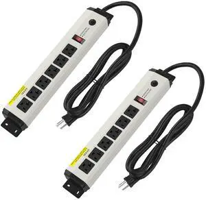 2 of 12 Gauge Heavy Duty Power Strip Surge Protector 4800J, 20 Amp 6 Plug Industrial Shop Garage Metal Multiple Outlet, 10FT Extension Cord 5-15P Adapter High Amp 6-20R T-Slot 20a for Appliance 2 of 12 Gauge Heavy Duty Power Strip Surge Protector 4800J, 20 Amp 6 Plug Industrial Shop Garage Metal Multiple Outlet, 10FT Extension Cord 5-15P Adapter High Amp 6-20R T-Slot 20a for Appliance