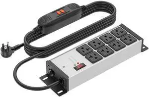 Heavy Duty Power Strip Surge Protector 20 AMP, Industrial GFCI Multiple Outlets Extender 12 Gauge 15 FT Extension Cord. Grey High-Amp 8 Plugs for Shop Garage Kitchen Heavy Duty Power Strip Surge Protector 20 AMP, Industrial GFCI Multiple Outlets Extender 12 Gauge 15 FT Extension Cord. Grey High-Amp 8 Plugs for Shop Garage Kitchen